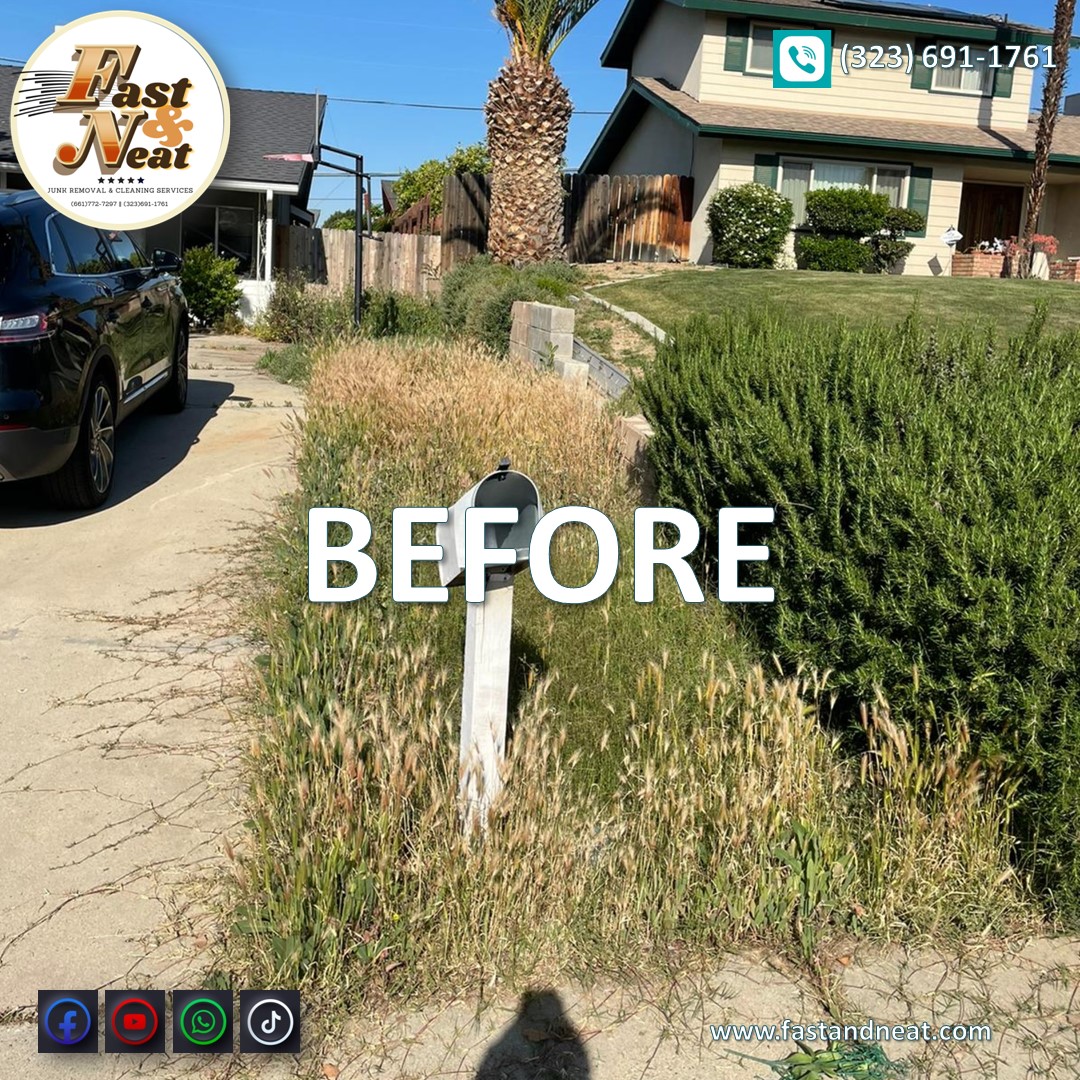 Front Yard cleaning Before Fast and Neat Cleaning and landscape Services Bakersfield California